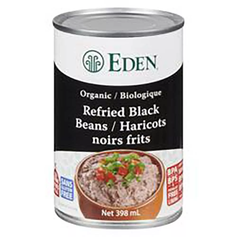 Eden Foods Organic Refried Black Beans, 398 Ml — 12 Per Case